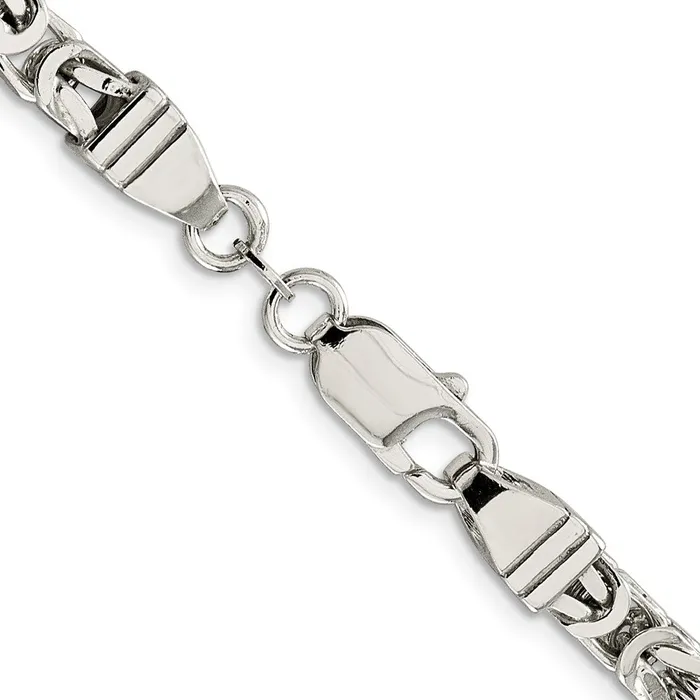 TreasureFineJewelers Rings Sterling Silver 5mm Byzantine Chain