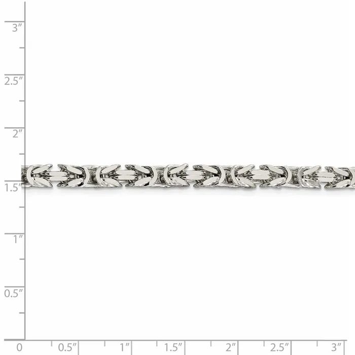 TreasureFineJewelers Rings Sterling Silver 5mm Byzantine Chain