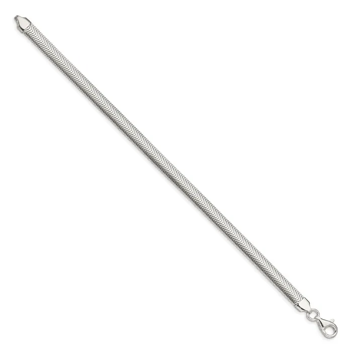 TreasureFineJewelers Rings Sterling Silver 625mm Flat Oval Snake Chain