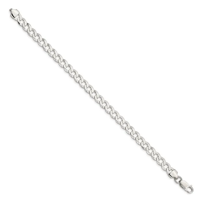 TreasureFineJewelers Rings Sterling Silver 68mm Flat Curb Chain
