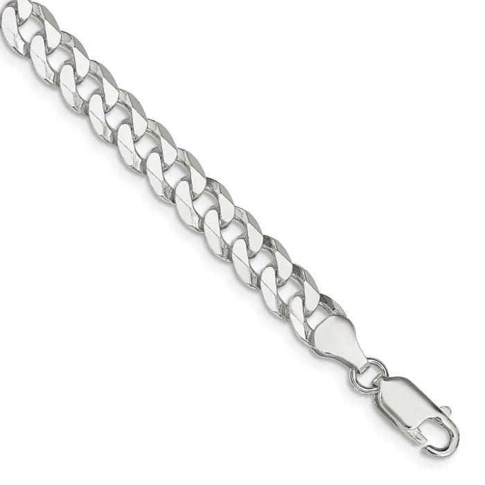 TreasureFineJewelers Rings Sterling Silver 7mm Beveled Curb Chain