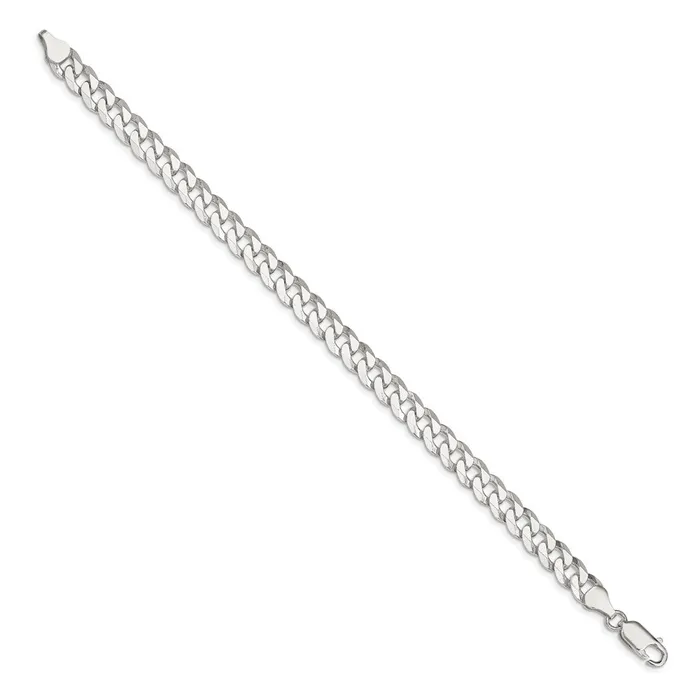 TreasureFineJewelers Rings Sterling Silver 7mm Beveled Curb Chain