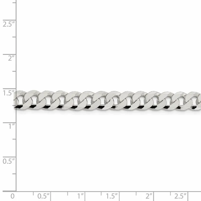 TreasureFineJewelers Rings Sterling Silver 7mm Beveled Curb Chain