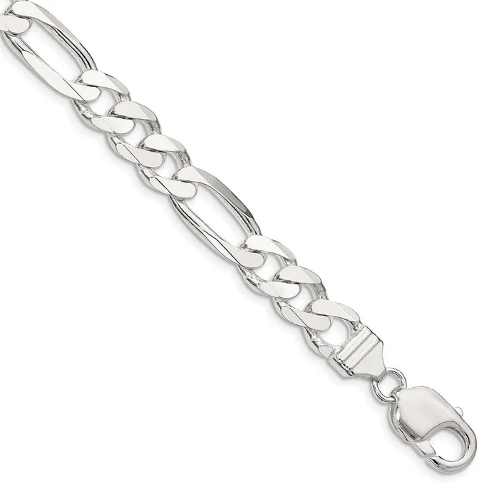 TreasureFineJewelers Rings Sterling Silver 9mm Figaro Chain