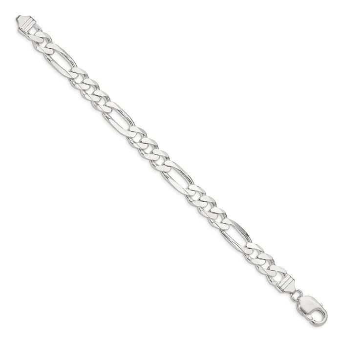 TreasureFineJewelers Rings Sterling Silver 9mm Figaro Chain