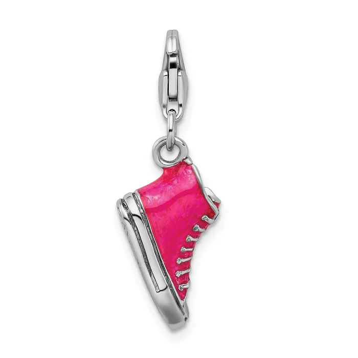 TreasureFineJewelers Rings Sterling Silver Amore La Vita Rhodpl 3D Enameled High Top Shoe Charm