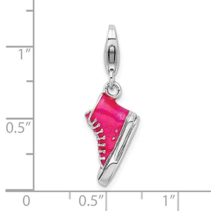 TreasureFineJewelers Rings Sterling Silver Amore La Vita Rhodpl 3D Enameled High Top Shoe Charm