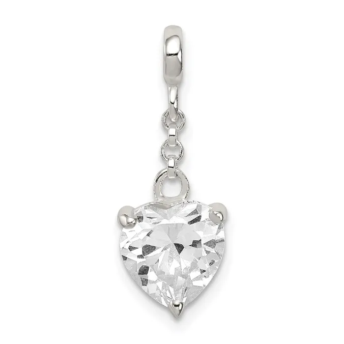 TreasureFineJewelers Rings Sterling Silver Clear CZ Heart 12in Dangle Enhancer TreasureFineJewelers Rings Sterling Silver Clear CZ Heart 12in Dangle Enhancer