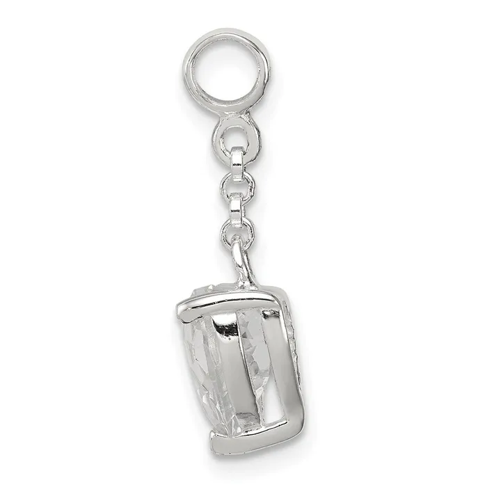 TreasureFineJewelers Rings Sterling Silver Clear CZ Heart 12in Dangle Enhancer