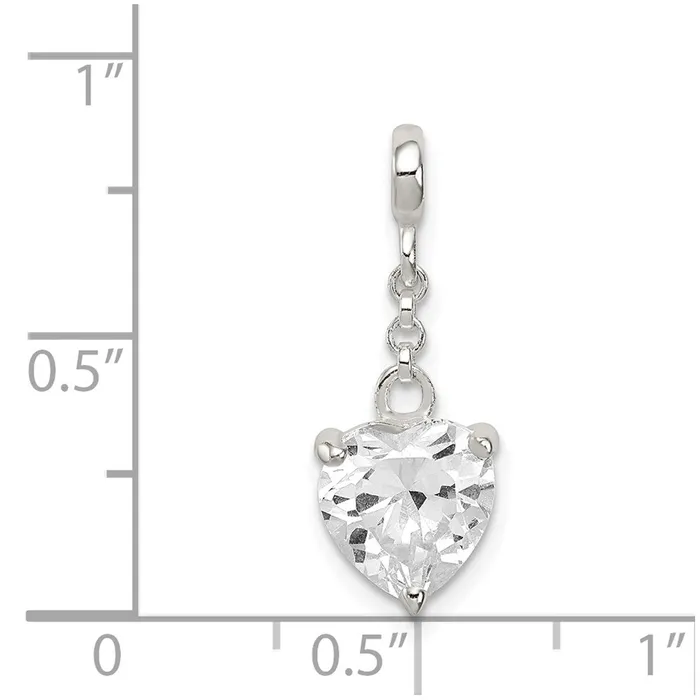 TreasureFineJewelers Rings Sterling Silver Clear CZ Heart 12in Dangle Enhancer