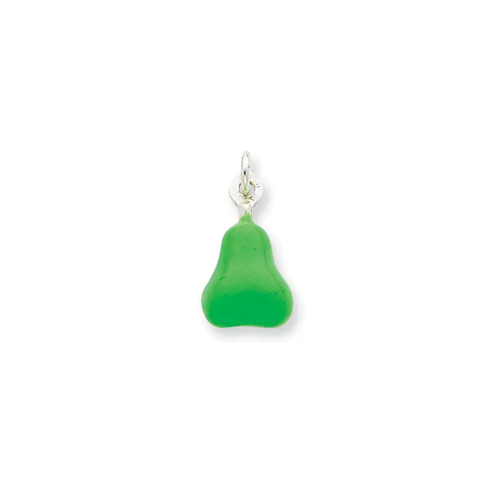TreasureFineJewelers Rings Sterling Silver Enameled Pear Charm