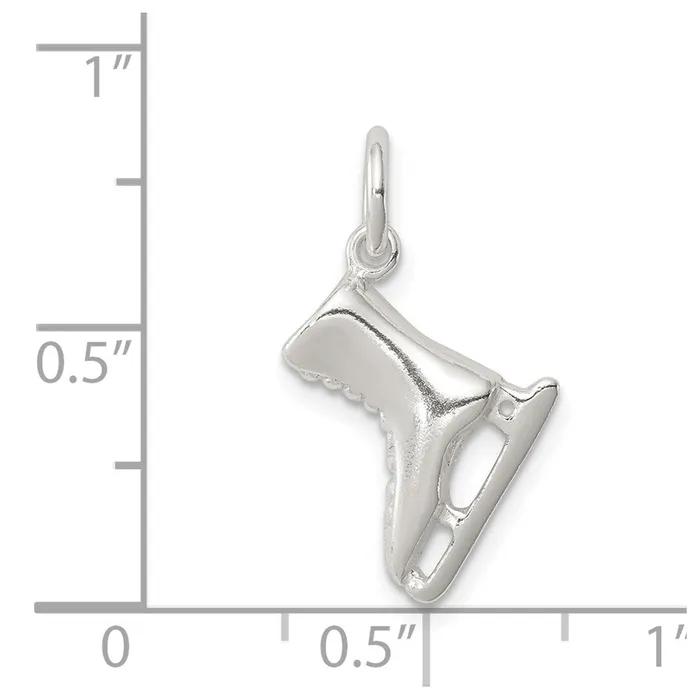 TreasureFineJewelers Rings Sterling Silver Ice Skate Charm