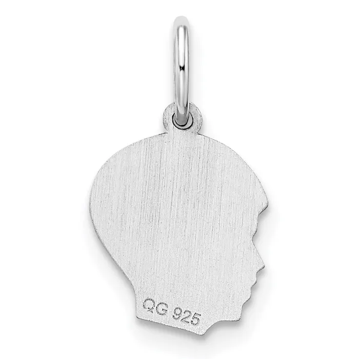 TreasureFineJewelers Rings Sterling Silver Rhplt Engraveable Boy Disc Charm Polish on FrontBack