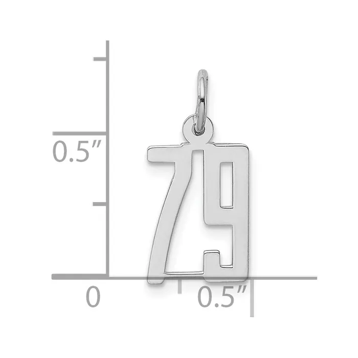 TreasureFineJewelers Rings Sterling SilverRhodiumplated Elongated Number 79 Charm