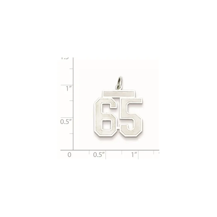 TreasureFineJewelers Rings Sterling SilverRhodiumplated Satin Number 65 Charm
