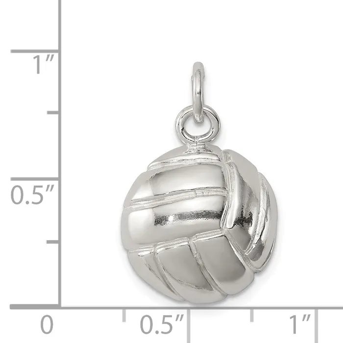TreasureFineJewelers Rings Sterling Silver Volleyball Charm