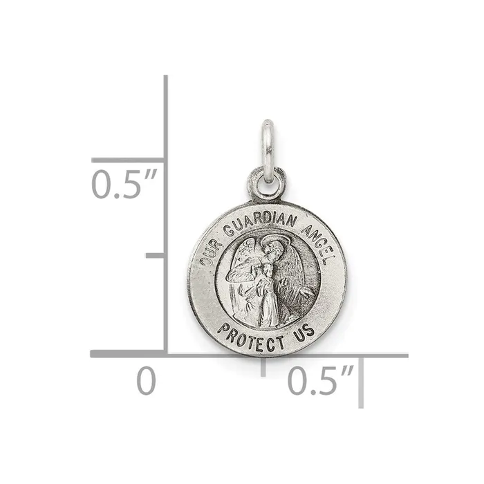 TreasureFineJewelers Sterling Silver Antiqued Guardian Angel Medal Rings