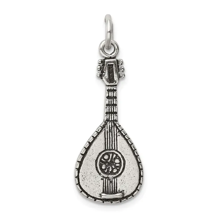 TreasureFineJewelers Sterling Silver Antiqued Mandolin Charm Rings