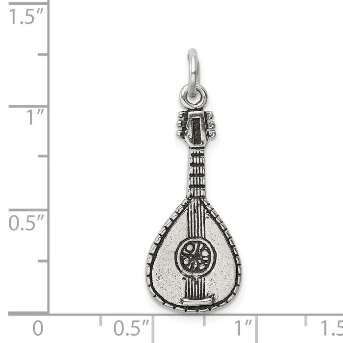 TreasureFineJewelers Sterling Silver Antiqued Mandolin Charm Rings