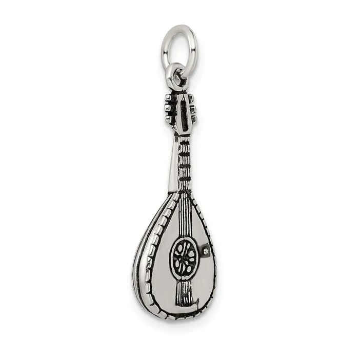 TreasureFineJewelers Sterling Silver Antiqued Mandolin Charm Rings