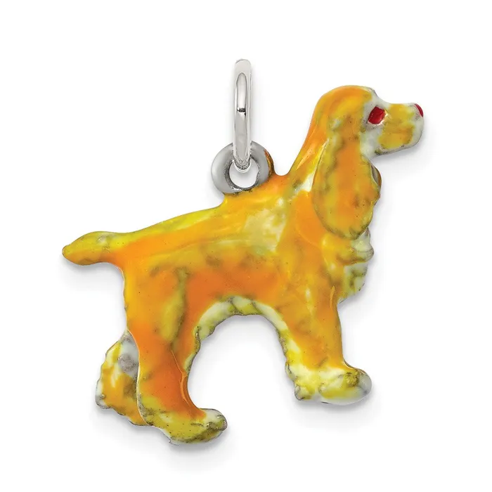 TreasureFineJewelers Sterling Silver Enameled Small Cocker Spaniel Charm Rings TreasureFineJewelers Sterling Silver Enameled Small Cocker Spaniel Charm Rings