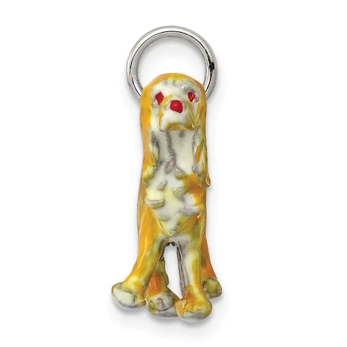 TreasureFineJewelers Sterling Silver Enameled Small Cocker Spaniel Charm Rings