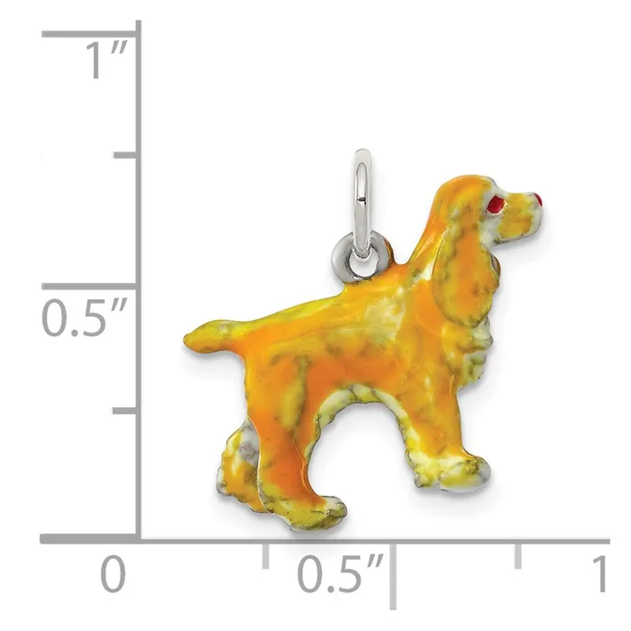 TreasureFineJewelers Sterling Silver Enameled Small Cocker Spaniel Charm Rings