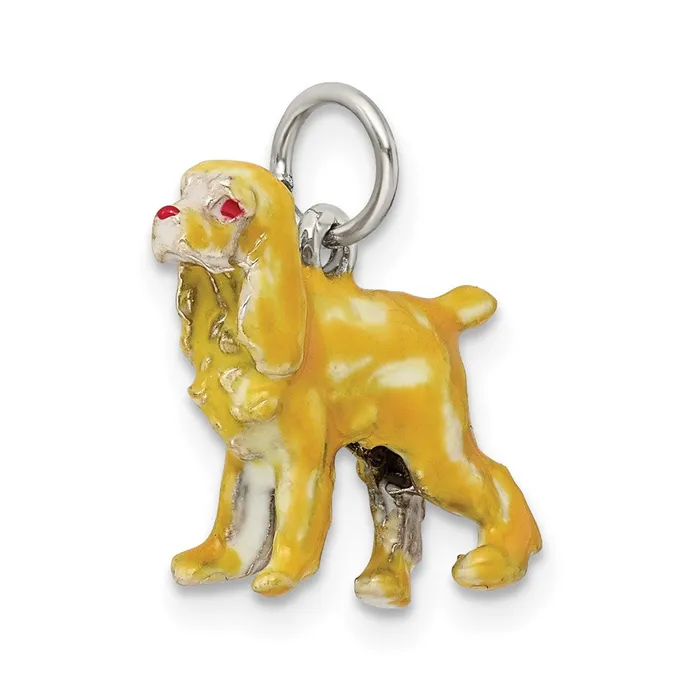 TreasureFineJewelers Sterling Silver Enameled Small Cocker Spaniel Charm Rings
