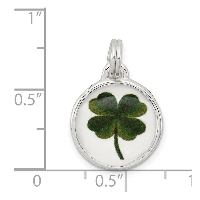 TreasureFineJewelers Sterling Silver Four Leaf Clover Charm Rings