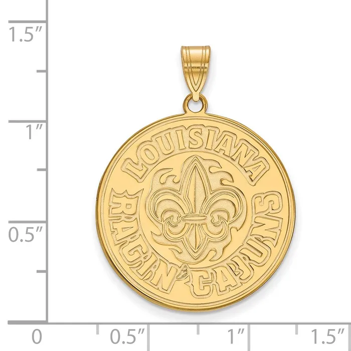 TreasureFineJewelers Sterling Silver Goldplated University of Louisiana at Lafayette Extra Large Pendant Necklaces