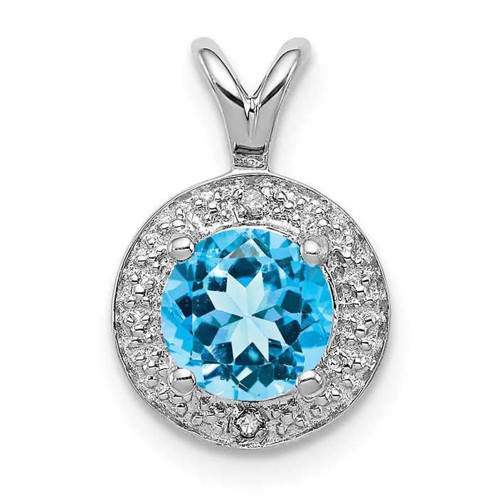 TreasureFineJewelers Sterling Silver Rhodiumplated Diam Blue Topaz Pendant Necklaces TreasureFineJewelers Sterling Silver Rhodiumplated Diam Blue Topaz Pendant Necklaces