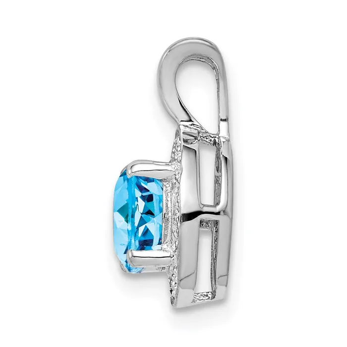 TreasureFineJewelers Sterling Silver Rhodiumplated Diam Blue Topaz Pendant Necklaces