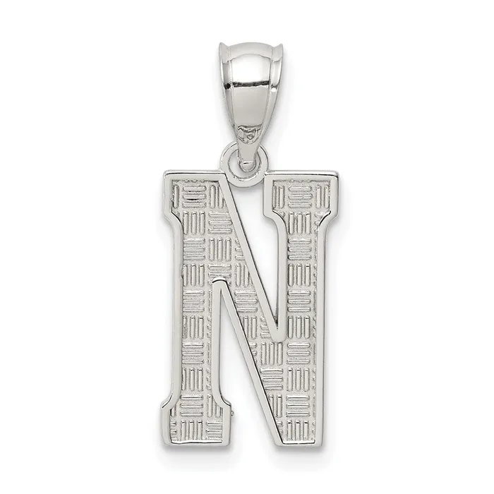 TreasureFineJewelers Sterling Silver Rhodiumplated Letter N Initial Pendant Necklaces TreasureFineJewelers Sterling Silver Rhodiumplated Letter N Initial Pendant Necklaces