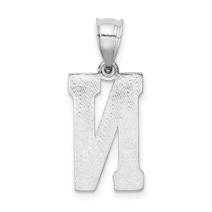 TreasureFineJewelers Sterling Silver Rhodiumplated Letter N Initial Pendant Necklaces
