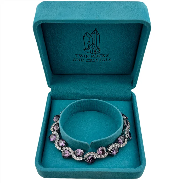 Twin Rocks and Crystals Bracelets High Quality Amethyst Faceted Stone Bracelet with a Twin Rocks and Crystals Velvet Box Twin Rocks and Crystals Bracelets High Quality Amethyst Faceted Stone Bracelet with a Twin Rocks and Crystals Velvet Box