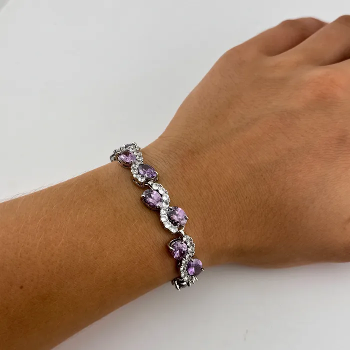 Twin Rocks and Crystals Bracelets High Quality Amethyst Faceted Stone Bracelet with a Twin Rocks and Crystals Velvet Box