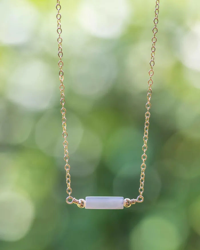Vida Jewelry Designs Necklaces Mother of Pearl Gemstone Bar Necklace