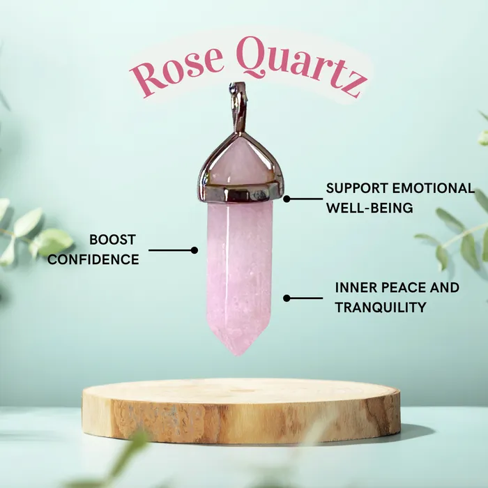 CSJA Necklaces Rose Quartz Crystal Necklace