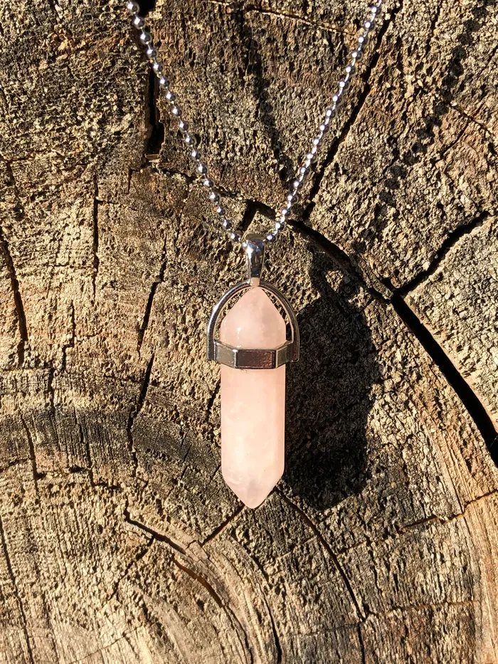 CSJA Necklaces Rose Quartz Crystal Necklace