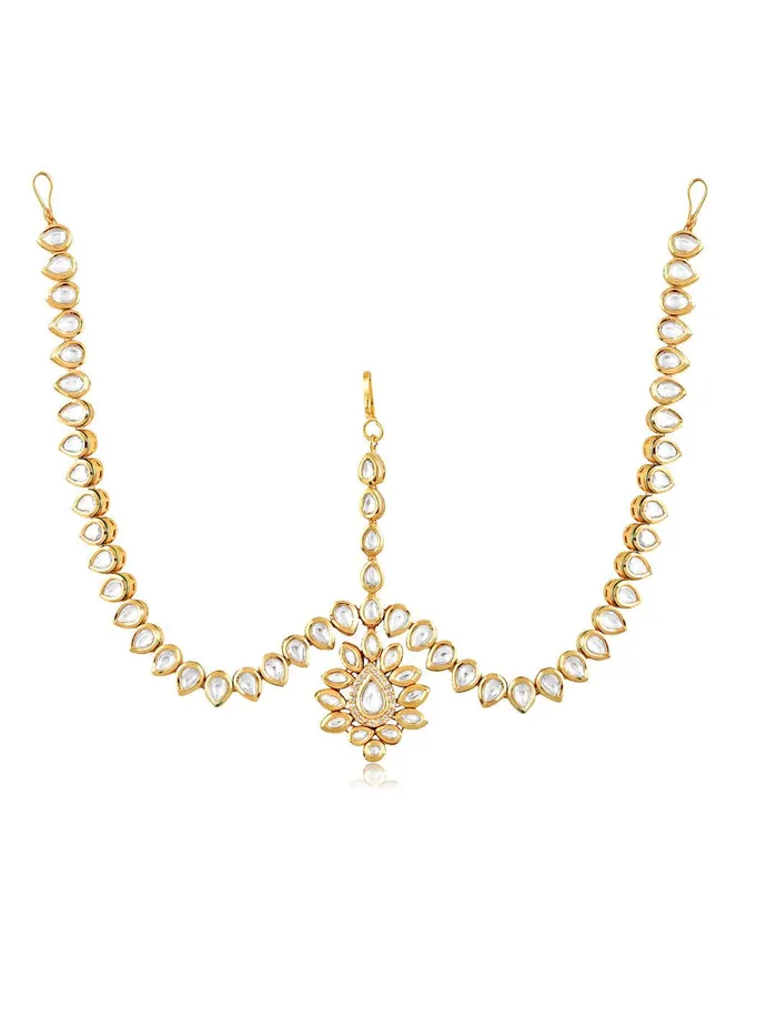 Curio Cottage PreStyled Sets Kundan and Gold Bridal Matha Patti Curio Cottage PreStyled Sets Kundan and Gold Bridal Matha Patti