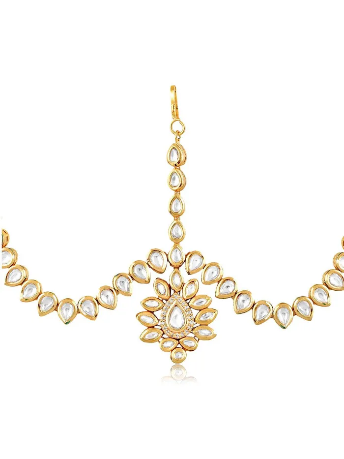 Curio Cottage PreStyled Sets Kundan and Gold Bridal Matha Patti Curio Cottage PreStyled Sets Kundan and Gold Bridal Matha Patti