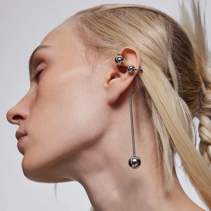Earrings Blackheadshop Y2B SERIES Silver Steel Ball PiercingFree Earhook left ear Earrings Blackheadshop Y2B SERIES Silver Steel Ball PiercingFree Earhook left ear
