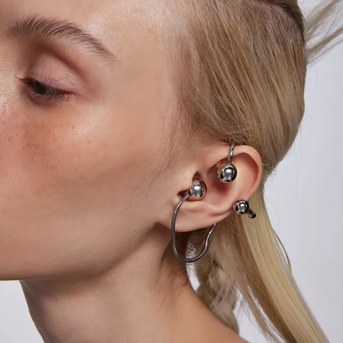Earrings Blackheadshop Y2B SERIES Silver Steel Ball PiercingFree Earhook left ear Earrings Blackheadshop Y2B SERIES Silver Steel Ball PiercingFree Earhook left ear