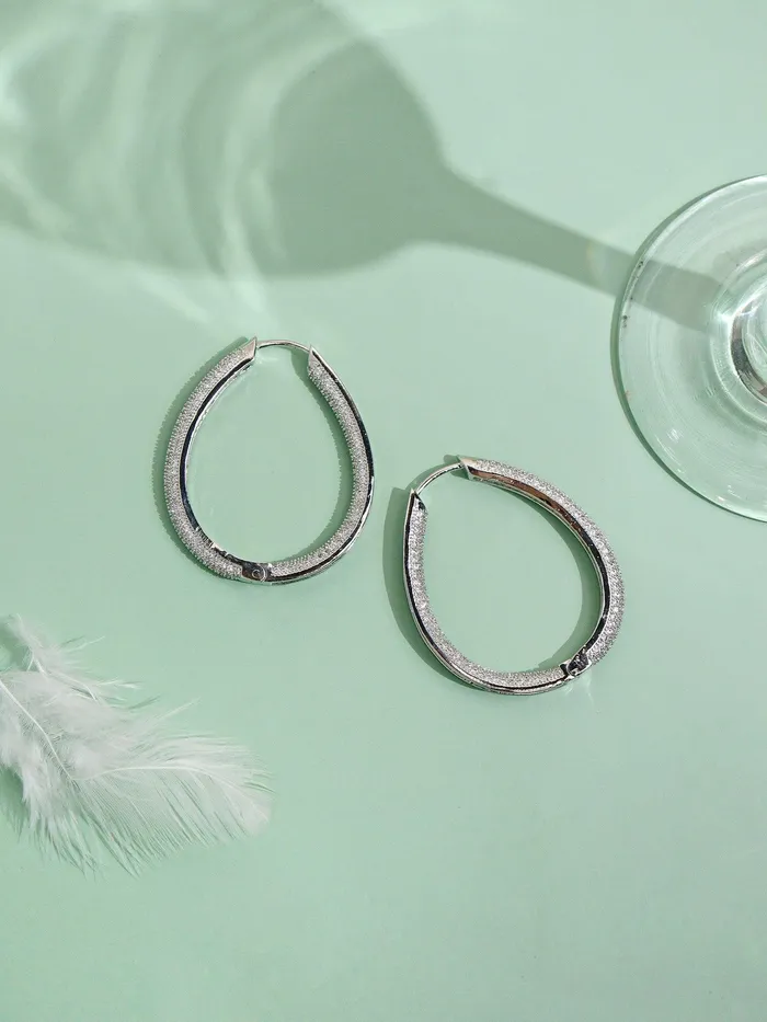 Earrings Curio Cottage Stary Shimmer CZ Hoop Earrings