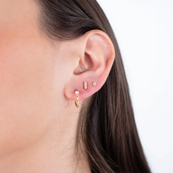 Earrings Tashi Gold Vermeil Little Hoop on Post with Pearl