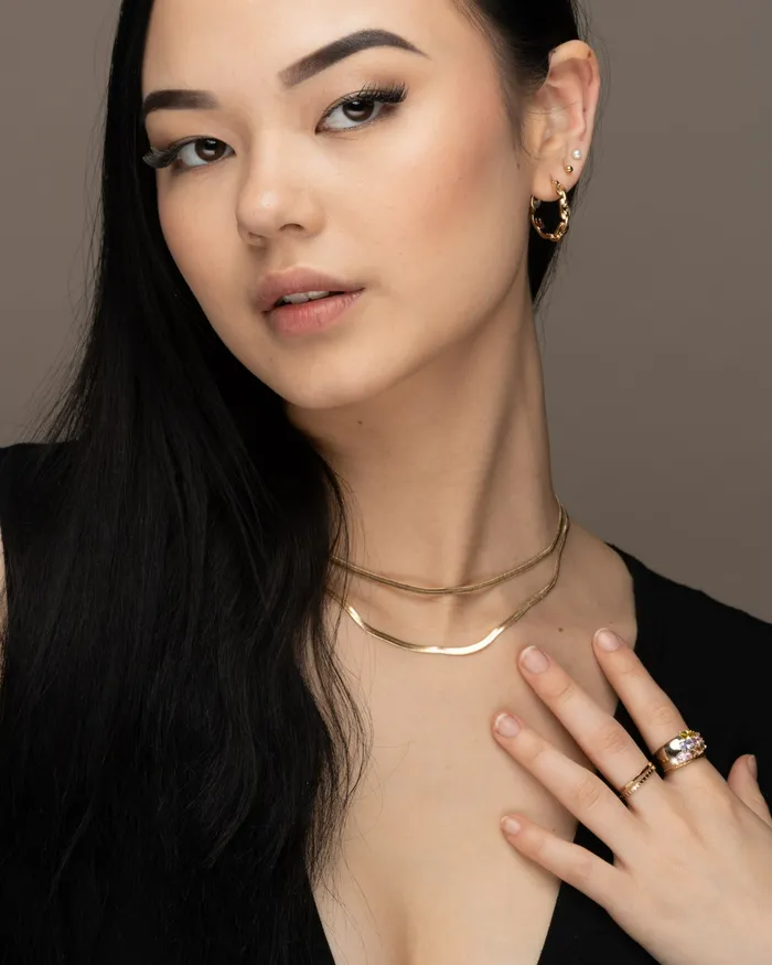 ERIJEWELRY Necklaces Agnes Herringbone Gold Necklace