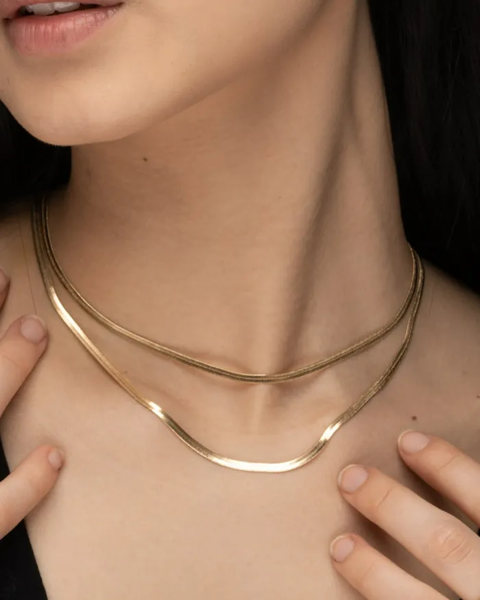 ERIJEWELRY Necklaces Agnes Herringbone Gold Necklace