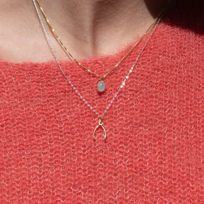 Gold Vermeil Cutout Wishbone Necklace Mimi Marge Necklaces