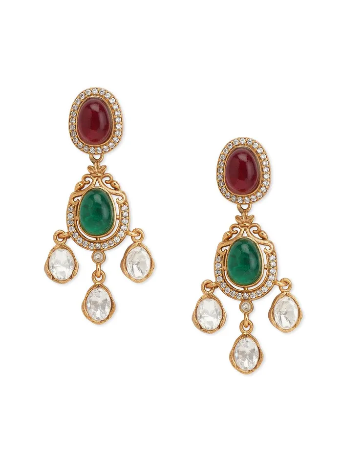 Meira Drops of Navratna Necklace Set Curio Cottage Necklaces Meira Drops of Navratna Necklace Set Curio Cottage Necklaces