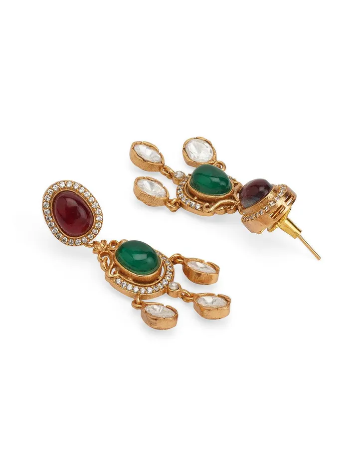 Meira Drops of Navratna Necklace Set Curio Cottage Necklaces Meira Drops of Navratna Necklace Set Curio Cottage Necklaces